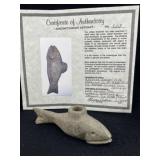 Fish Effigy Pipe with Bryon Anderson COA from Vanb