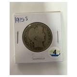 1915 S Barber Half Dollar Silver Coin