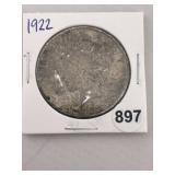 1922 Peace Silver Dollar Coin