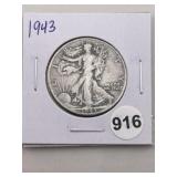 1943 Walking Liberty Half Dollar Silver Coin