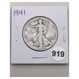 1941 Walking Liberty Half Dollar Silver Coin