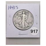 1941 S Walking Liberty Half Dollar Silver Coin
