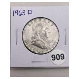 1963 D Franklin Half Dollar Silver Coin