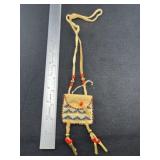 Leather Beaded Pouch