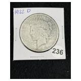 1922 D Peace Silver Dollar Coin