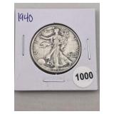 1940 Walking Liberty Half Dollar Silver Coin