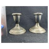 Pair of Sterling Silver Weighted Candle Holders