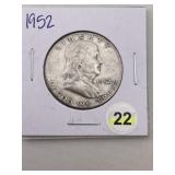 1952 Franklin Half Dollar Silver Coin