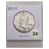 1952 Franklin Half Dollar Silver Coin