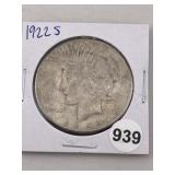 1922 S Peace Silver Dollar Coin