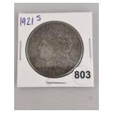 1921 S Morgan Silver Dollar Coin