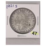 1921 S Morgan Silver Dollar Coin