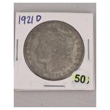 1921 D Morgan Silver Dollar Coin