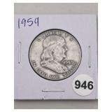 1959 Franklin Half Dollar Silver Coin