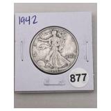1942 Walking Liberty Half Dollar Silver Coin