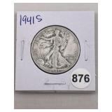 1941 S Walking Liberty Half Dollar Silver Coin