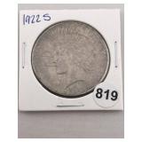 1922 S Peace Silver Dollar Coin