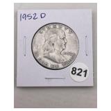 1952 D Franklin Half Dollar Silver Coin
