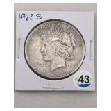 1922 S Peace Silver Dollar Coin