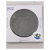 1922 Peace Silver Dollar Coin