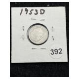 1953 D Roosevelt Dime Coin
