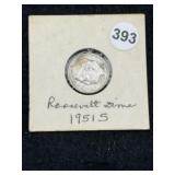 1951 S Roosevelt Dime Coin