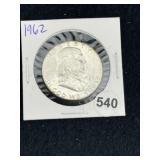 1962 Franklin Half Dollar Silver Coin