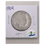 1904 Barber Half Dollar Silver Coin