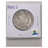 1905 S Barber Half Dollar Silver Coin