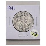 1941 Walking Liberty Half Dollar Silver Coin