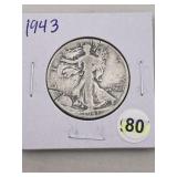 1943 Walking Liberty Half Dollar Silver Coin