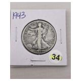 1943 Walking Liberty Half Dollar Silver Coin