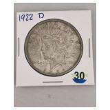 1922 D Peace Silver Dollar Coin