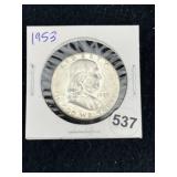1953 Franklin Half Dollar Silver Coin