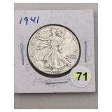 1941 Walking Liberty Half Dollar Silver Coin