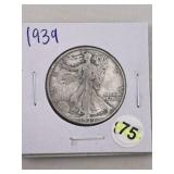 1939 Walking Liberty Half Dollar Silver Coin