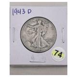 1943 D Walking Liberty Half Dollar Silver Coin