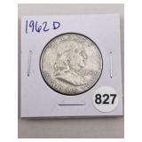 1962 D Franklin Half Dollar Silver Coin