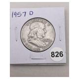 1957 D Franklin Half Dollar Silver Coin