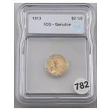 1913 ICG - Genuine $2.5 Gold Indian Quarter Eagle