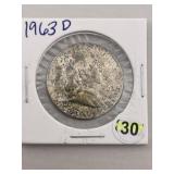 1963 D Franklin Half Dollar Silver Coin