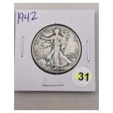 1942 Walking Liberty Half Dollar Silver Coin
