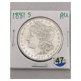 1881 S AU Morgan Silver Dollar Coin