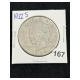 1922 S Peace Silver Dollar Coin