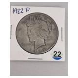 1922 D Peace Silver Dollar Coin