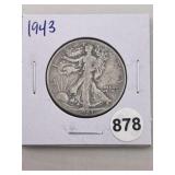 1943 Walking Liberty Half Dollar Silver Coin