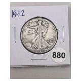 1942 Walking Liberty Half Dollar Silver Coin