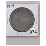 1924 Peace Silver Dollar Coin
