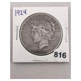 1924 Peace Silver Dollar Coin