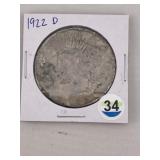 1922 D Peace Silver Dollar Coin